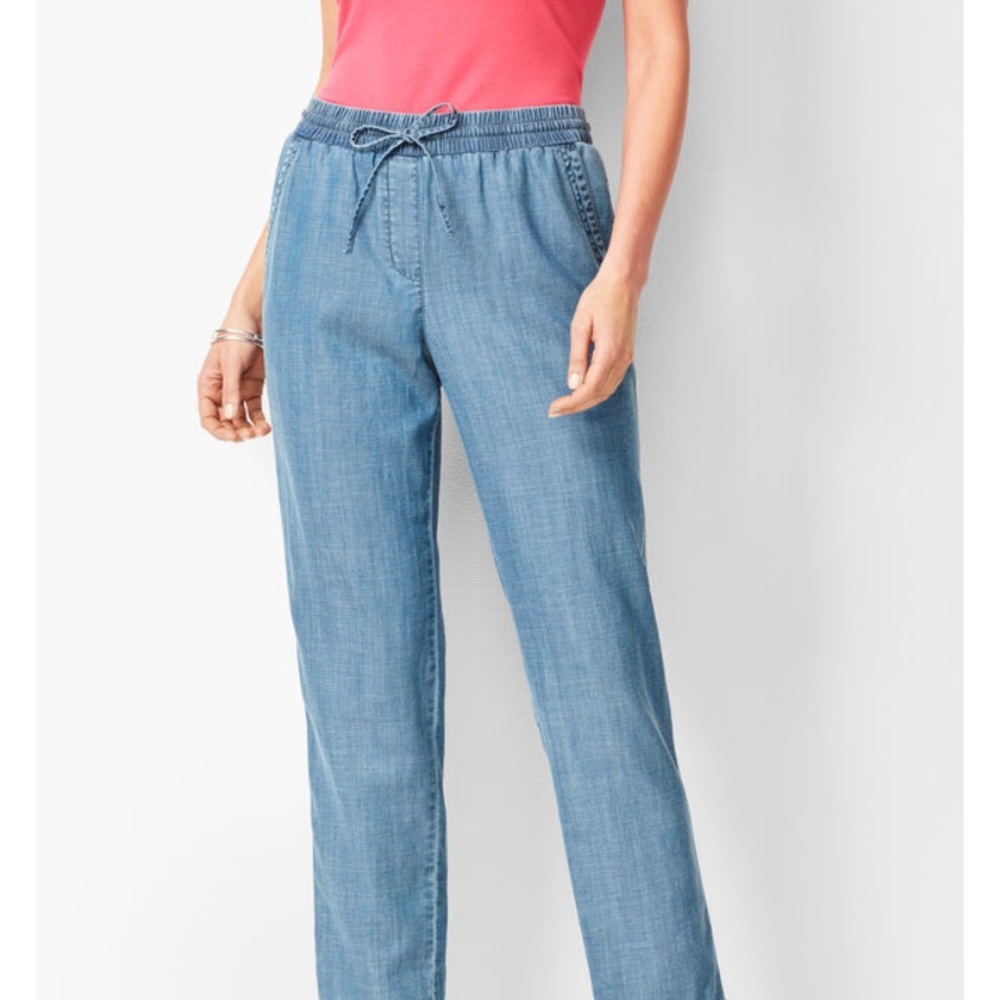 Talbots Easy Drawstring Lyocell Chambray Pants - image 8